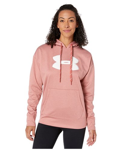 Imbracaminte femei under armour synthetic fleece chenille logo pullover hoodie fractal pink light heatheronyx white