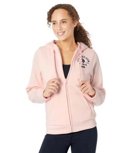Imbracaminte femei us polo assn chest print fleece jacket classic pink