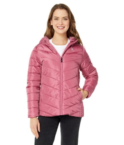 Imbracaminte femei us polo assn cozy faux fur lined hooded puffer jacket oxford rose