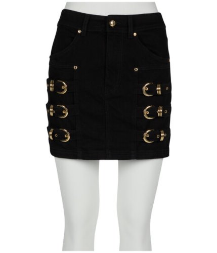 Imbracaminte femei versace jeans couture denim mini skirt with gold ring hardware black
