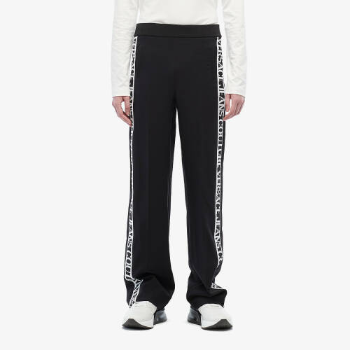Imbracaminte femei versace jeans couture high-rise wide leg pants with logo taping black