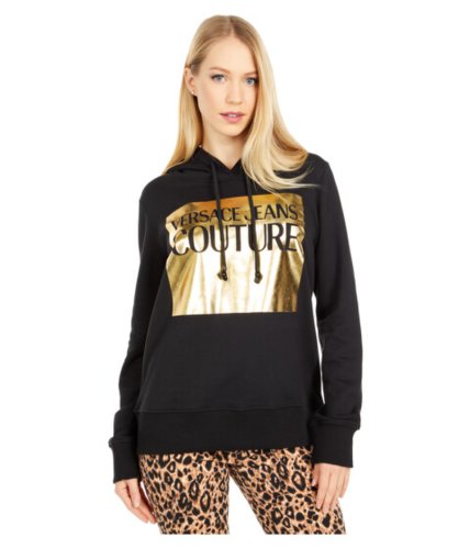 Imbracaminte femei versace jeans couture hoodie with gold box logo blackgold