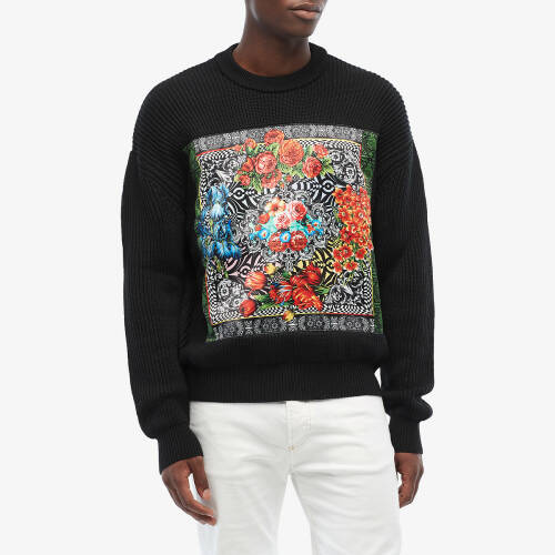 Imbracaminte femei versace jeans couture knit sweater with optical flower print detail black