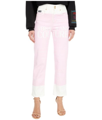 Imbracaminte femei versace jeans couture printed logo mid-rise skinny jeans in whitepink whitepink