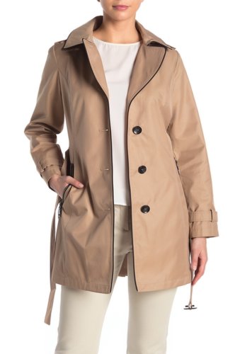Imbracaminte femei vince camuto belted hooded trench coat khaki