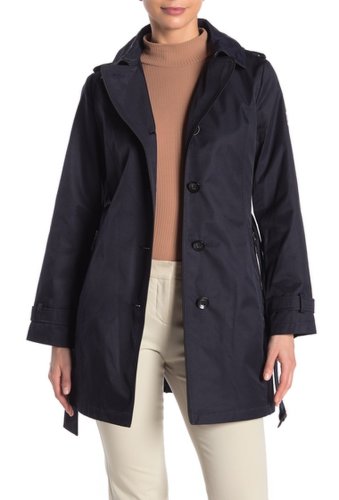 Imbracaminte femei vince camuto belted hooded trench coat navy