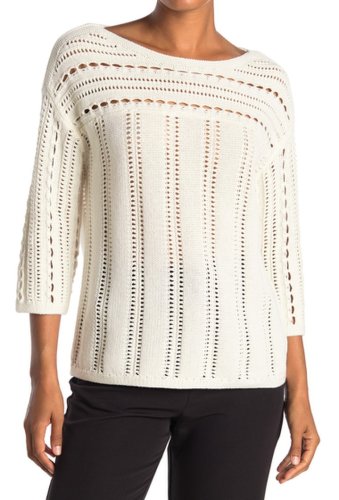 Imbracaminte femei vince camuto boatneck pointelle sweater pearl ivory