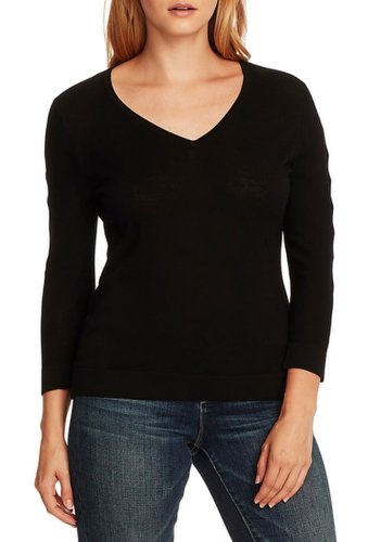 Imbracaminte femei vince camuto cutout sleeve cotton blend sweater rich black