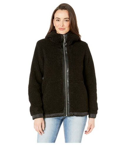 Imbracaminte femei vince camuto hooded faux shearling jacket r8971 black