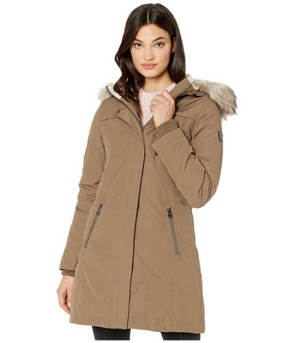 Imbracaminte femei vince camuto hooded heavyweight down with faux fur trim v29703x taupe