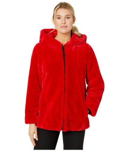 Imbracaminte femei vince camuto hooded zip front faux fur jacket v29753b red