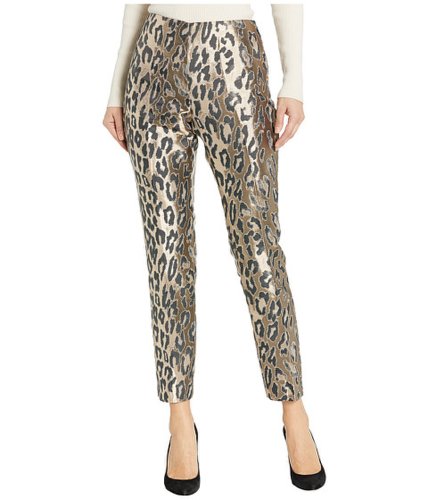 Imbracaminte femei vince camuto leopard jacquard side zip slim leg pants rich black