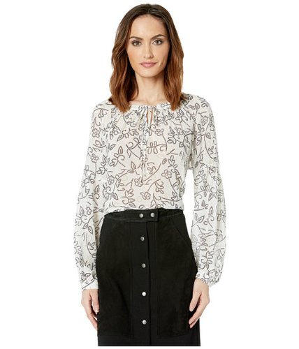 Imbracaminte femei vince camuto long sleeve mosaic floral peasant blouse pearl ivory