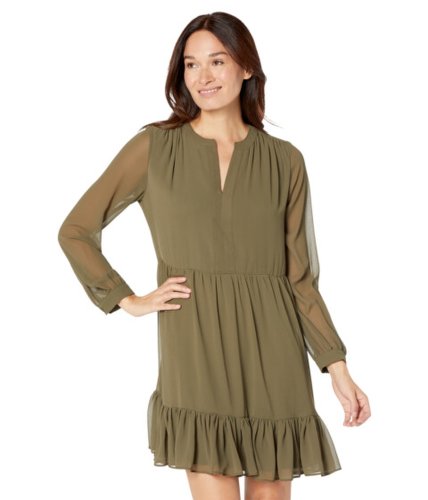 Imbracaminte femei vince camuto long sleeves with v-neck dress light olive