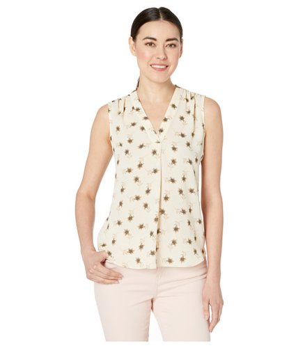 Imbracaminte femei vince camuto petite sleeveless v-neck ditsy floral getaway blouse natural sand