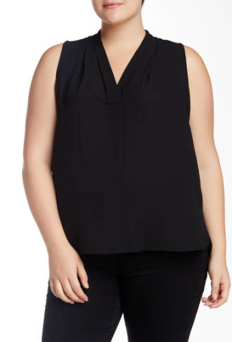 Imbracaminte femei vince camuto pleated v-neck blouse plus size rich black