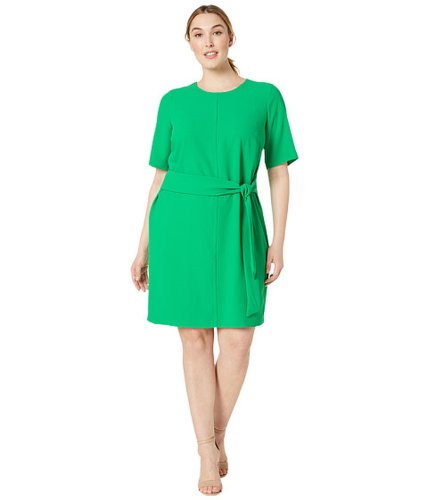 Imbracaminte femei vince camuto plus size short sleeve parisian crepe belted dress emerald leaf