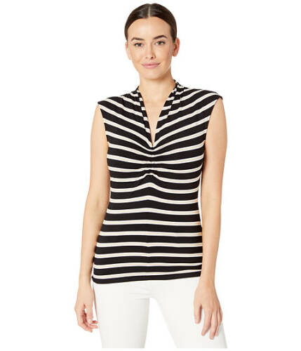 Imbracaminte femei vince camuto sleeveless cf cinched v-neck shadow stripe top rich black