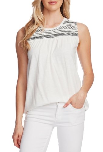 Imbracaminte femei vince camuto sleeveless smocked embroidered top new ivory