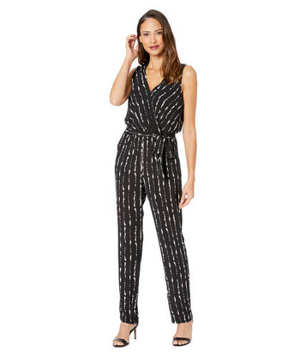 Imbracaminte femei vince camuto sleeveless stripe impressions belted jumpsuit rich black
