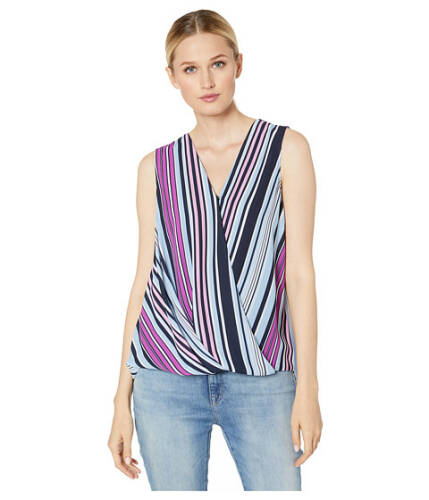 Imbracaminte femei vince camuto sleeveless wrap front colorful boardwalk blouse classic navy