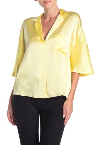 Imbracaminte femei vince notch collar dolman silk blouse lemon glow