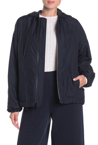 Imbracaminte femei vince nylon zip front hoodie jacket hematite