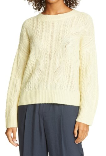 Imbracaminte femei vince open cable knit wool cashmere blend sweater sun creme