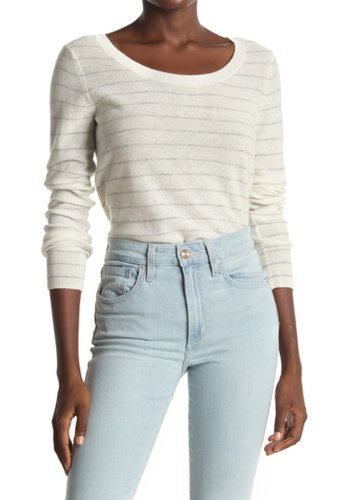 Imbracaminte femei vince striped scoop neck cashmere knit top off whiteh grey
