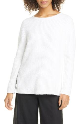 Imbracaminte femei vince textured ribbed cotton blend sweater optic white