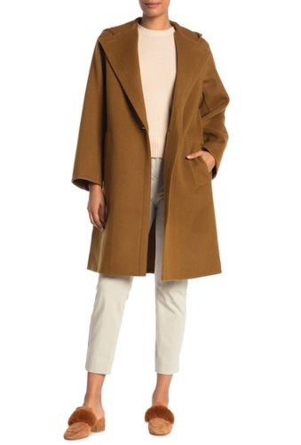 Imbracaminte femei vince wool blend hooded coat teakwood