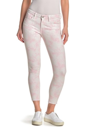 Imbracaminte femei william rast printed high rise fray hem skinny jeans delicate pink tie dy