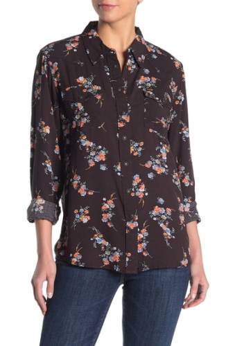 Imbracaminte femei wrangler floral printed long sleeve shirt black