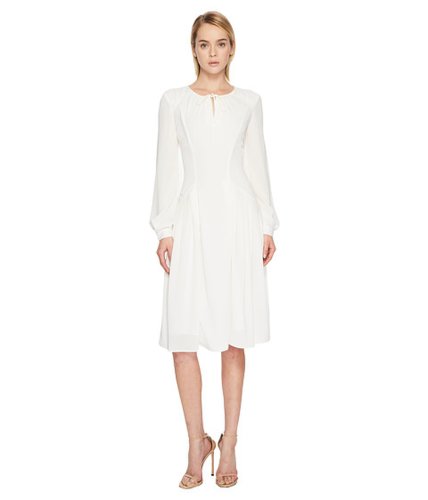 Imbracaminte femei zac posen solid crepe long sleeve dress white