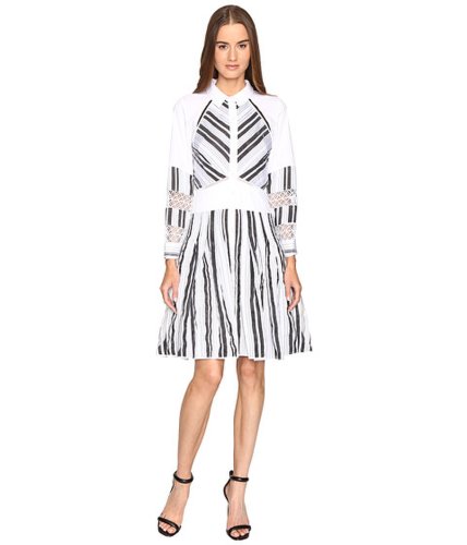 Imbracaminte femei zac zac posen long sleeve stripe cotton organdy dress whiteblack