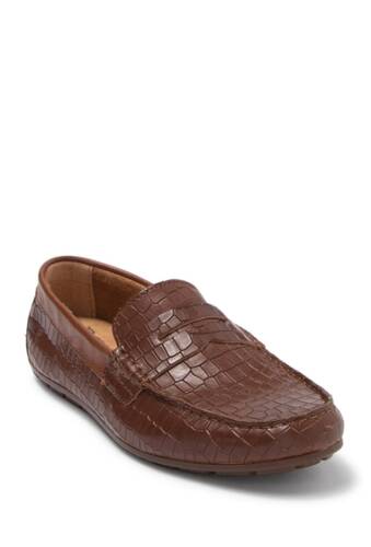 Incaltaminte barbati born andes croc embossed leather loafer brown