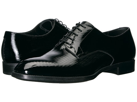 Incaltaminte barbati giorgio armani mini chevron patent leather formal shoe black