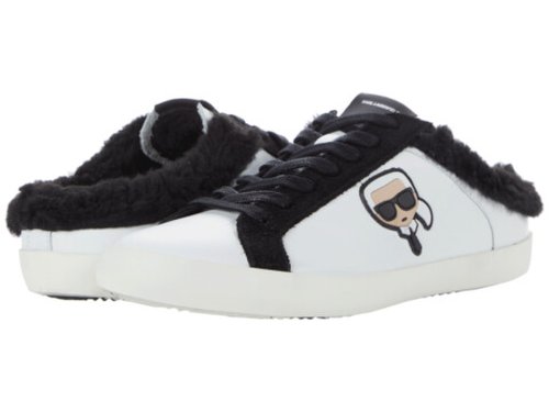 Incaltaminte barbati karl lagerfeld paris leather faux fur lined backless sneaker on banded sole white