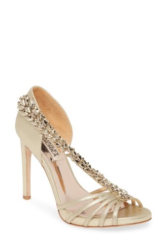 Incaltaminte femei badgley mischka emma ii embellished heeled sandal platino