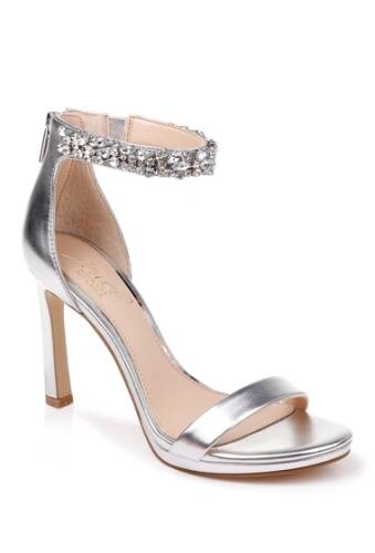 Incaltaminte femei badgley mischka sierra crystal ankle strap sandal silver met
