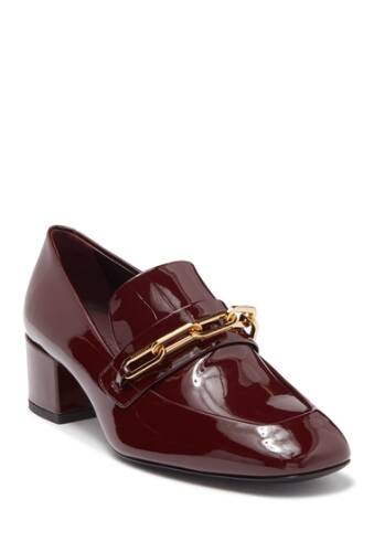 Incaltaminte femei burberry chillcot patent leather block heel pump burgundy red