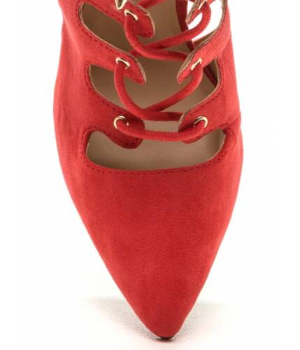 Incaltaminte femei cheapchic all in order lace-up faux suede heels dkcoral