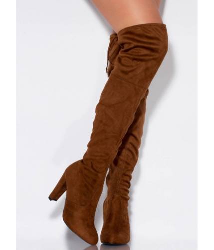 Incaltaminte femei cheapchic all legs over-the-knee chunky boots brown