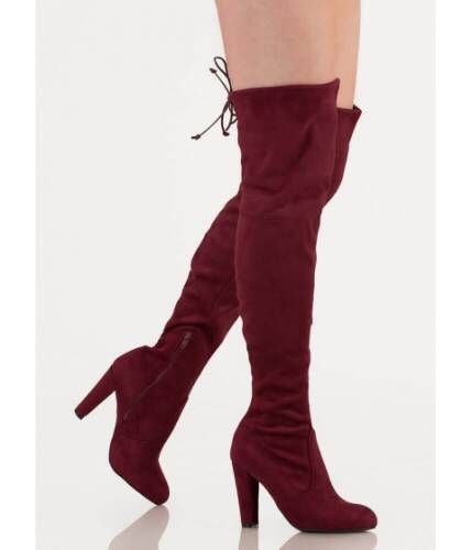 Incaltaminte femei cheapchic all legs over-the-knee chunky boots burgundy