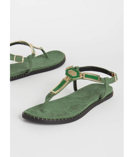 Incaltaminte femei cheapchic art deco plate charm t-strap sandals green
