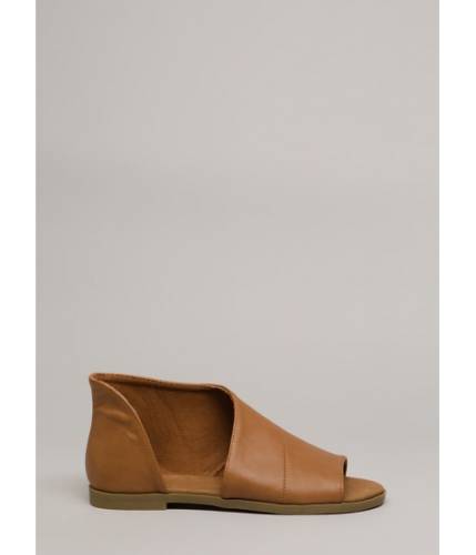 Incaltaminte femei cheapchic asymmetry cut-out faux leather sandals tan