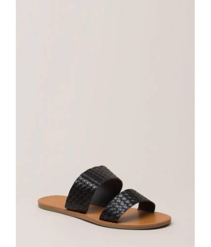 Incaltaminte femei cheapchic basket case woven slide sandals black
