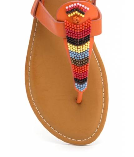 Incaltaminte femei cheapchic bead you on t-strap faux leather sandals orange