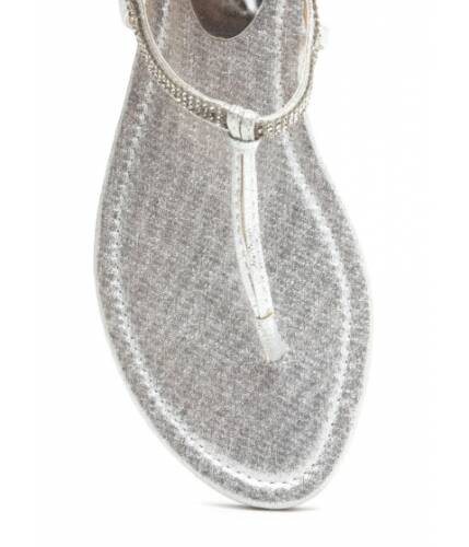 Incaltaminte femei cheapchic bling it on metallic t-strap sandals silver