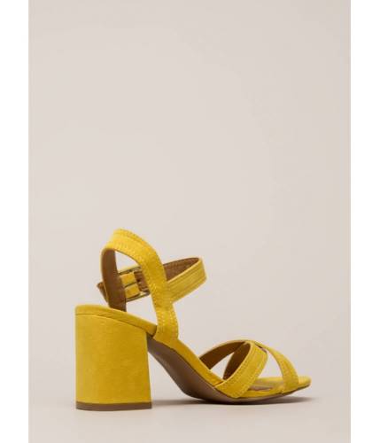 Incaltaminte femei cheapchic capsule collection strappy block heels yellow